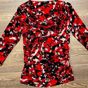 Cowl neck long sleeve red and black size small
